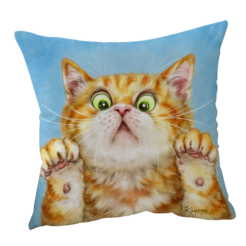 Funny Cushions Cats Art Curious Ginger Kitten