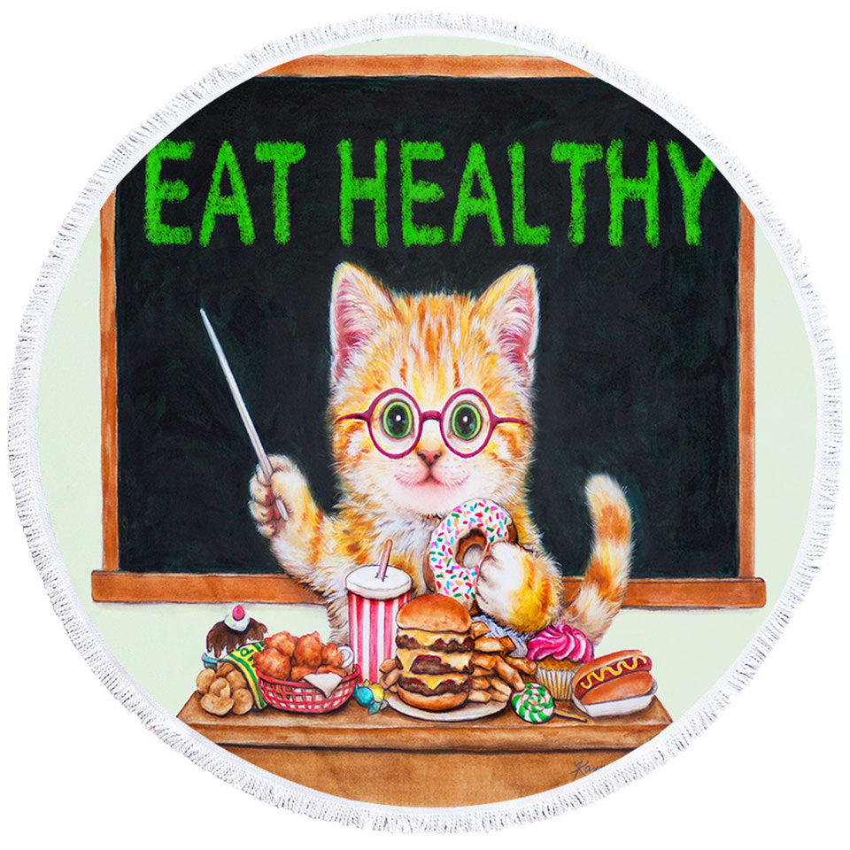 Funny Cute Beach Towels Cats Fast Food Teacher Kitten