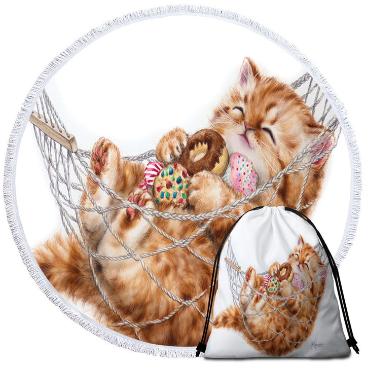 Funny Cute Cats Travel Beach Towel Happy Hammock Kitten