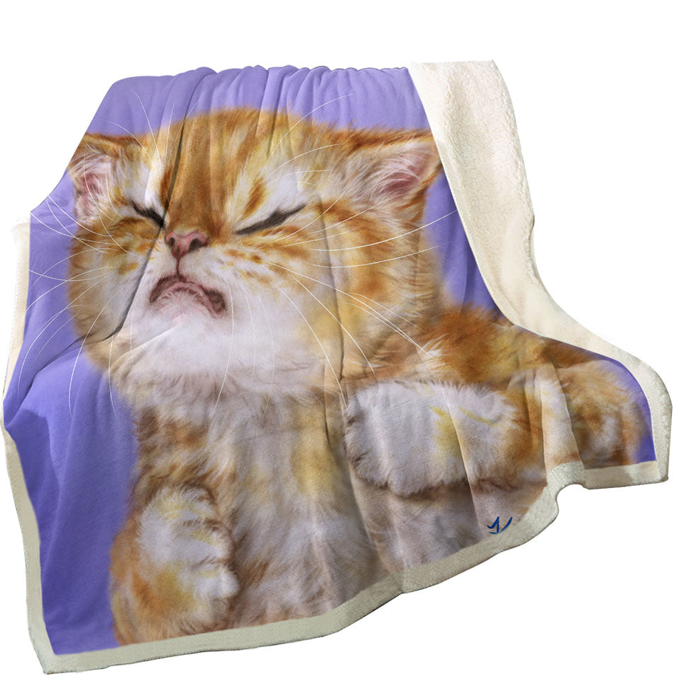 Funny Kittens Couch Throws Upset Ginger Kitty Cat over Purple