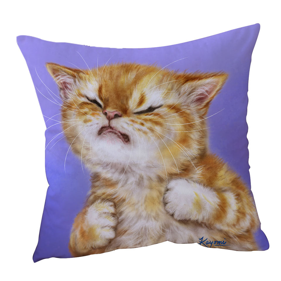 Funny Kittens Cushion Covers Upset Ginger Kitty Cat over Purple