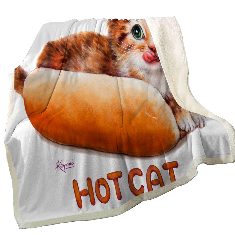 Funny Kittens Ginger Hot Cat Throw Blanket