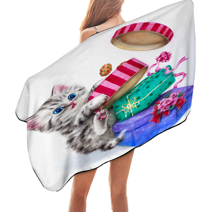 Funny Pool Towels with Cute Christmas Gifts Thief Cookie Kitty Cat