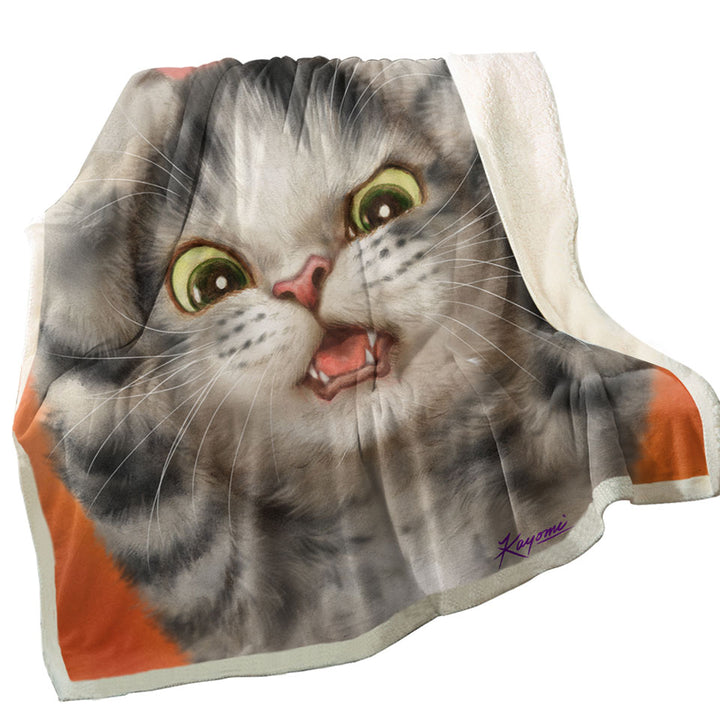 Funny Sherpa Blanket Cats Cute Kitten Surprised