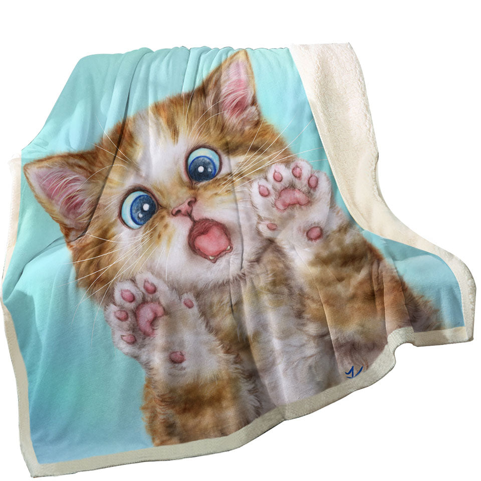 Funny Sofa Blankets Cats Surprised Ginger Tabby Kitty Cat