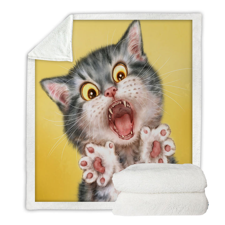 Funny throws Painted Cats Screaming Grey Kitten