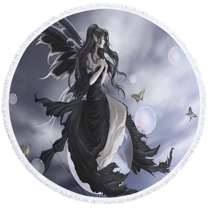 Gathering Storm Fantasy Art of Dark Fairy Circle Beach Towel