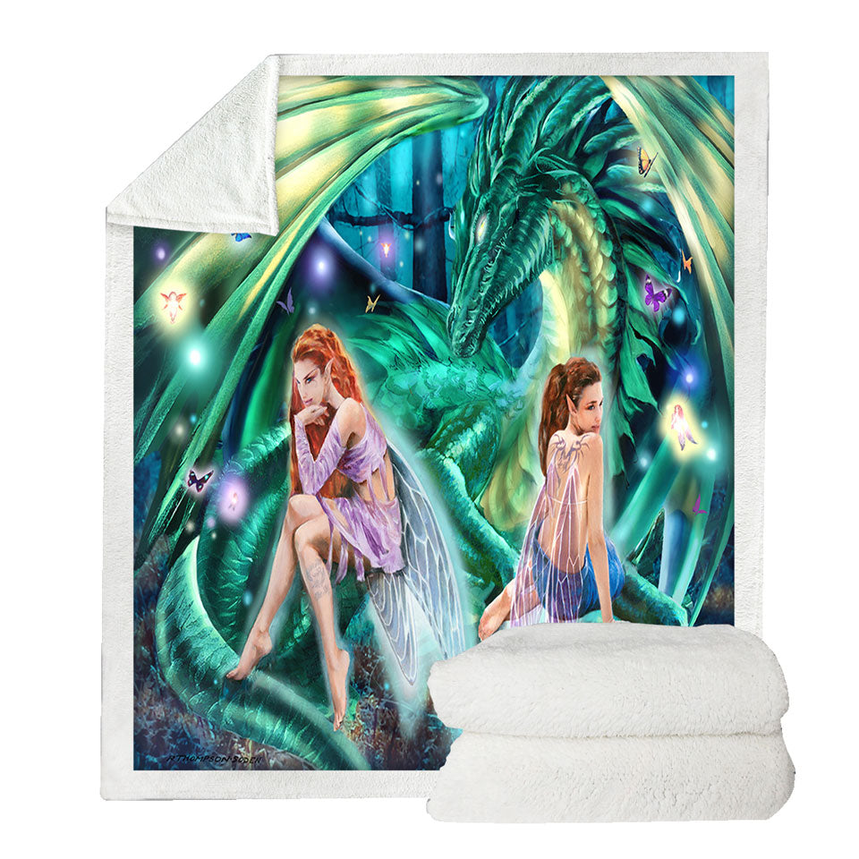 Gemini Mischief Fairies and Dragon Fleece Blankets