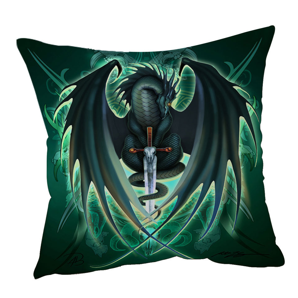 Green Cushions Fantasy Weapon Dragon Sword Skull Blade