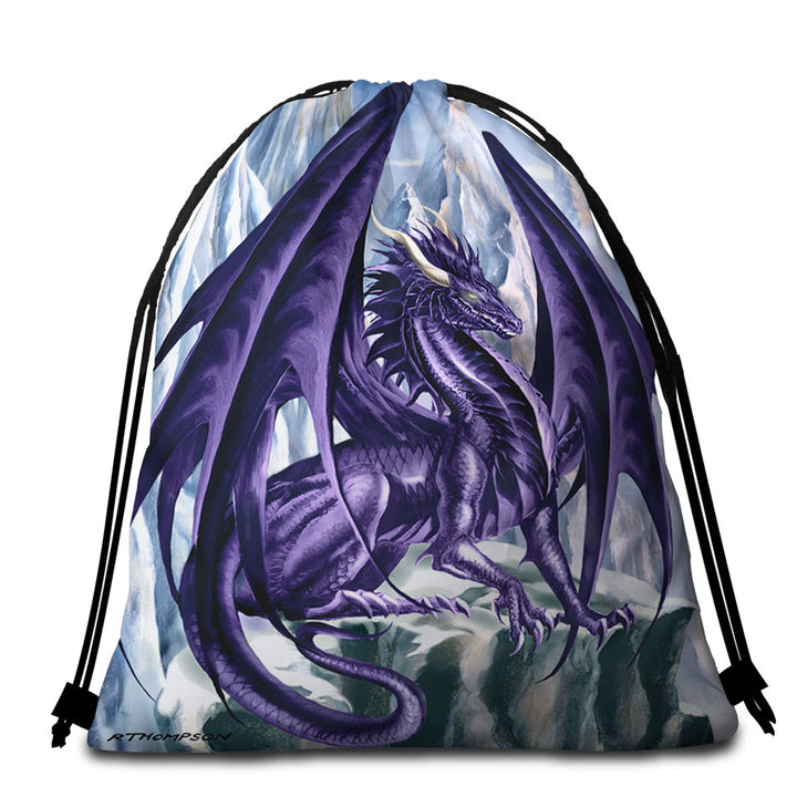 Hoarfrost Purple Dragon Drawing Beach Towel Pack