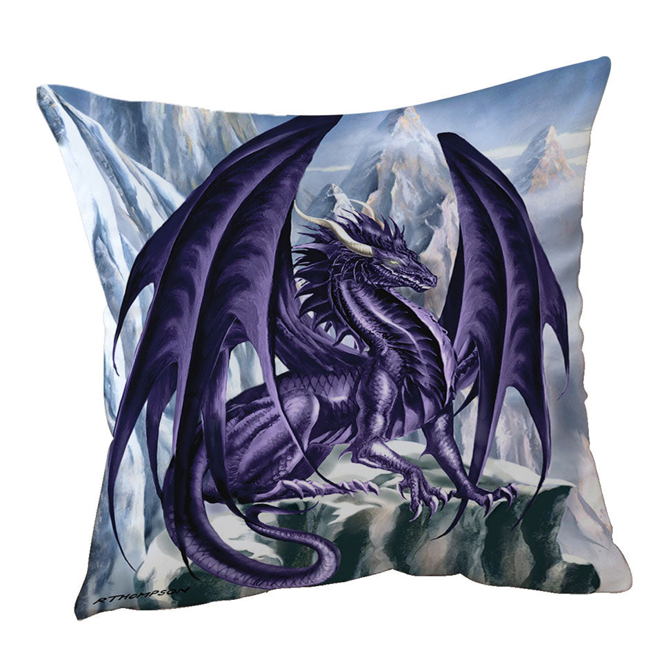 Hoarfrost Purple Dragon Drawing Cushion