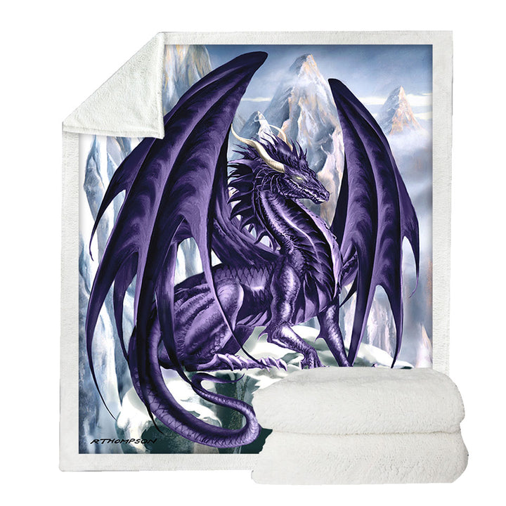 Hoarfrost Purple Dragon Drawing Lightweight Blankets