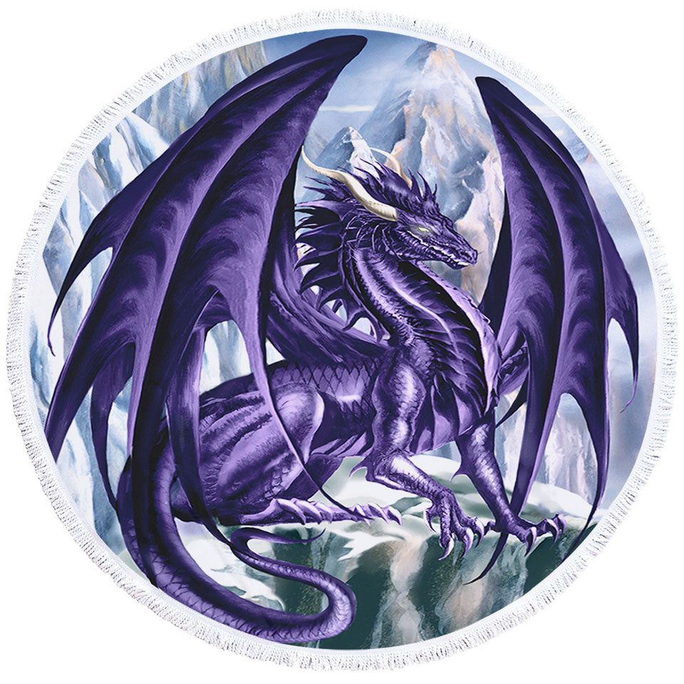 Hoarfrost Purple Dragon Drawing Travel Beach Towel