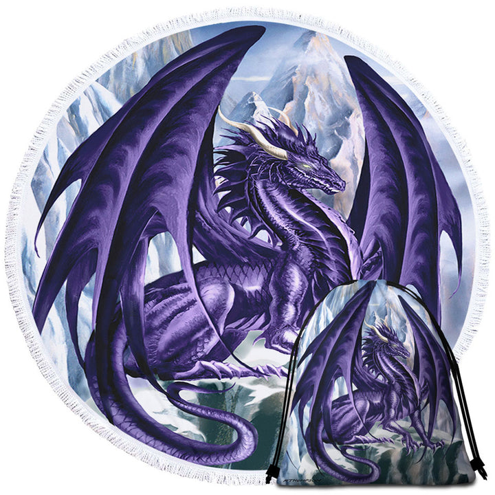 Hoarfrost Purple Dragon Drawing Unique Beach Towels