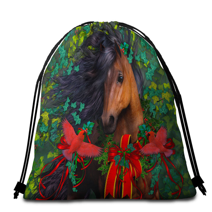 Horse Art Morgans Christmas Beach Bags and Towels