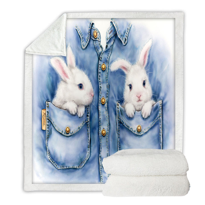 Kids Adorable Animal Drawings Pocket Bunnies Throws