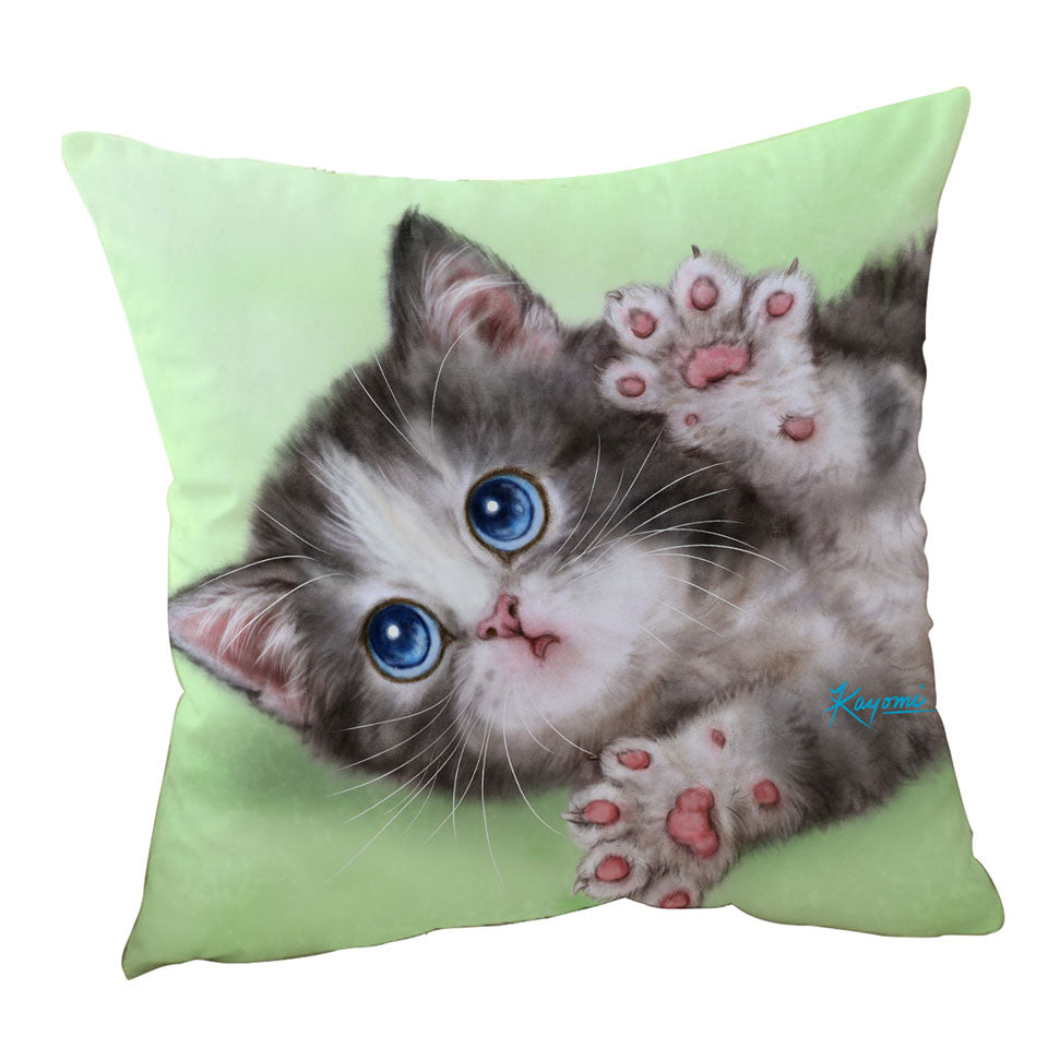 Kids Cushions Cute Kittens Drawings Grey Tabby Kitty Cat