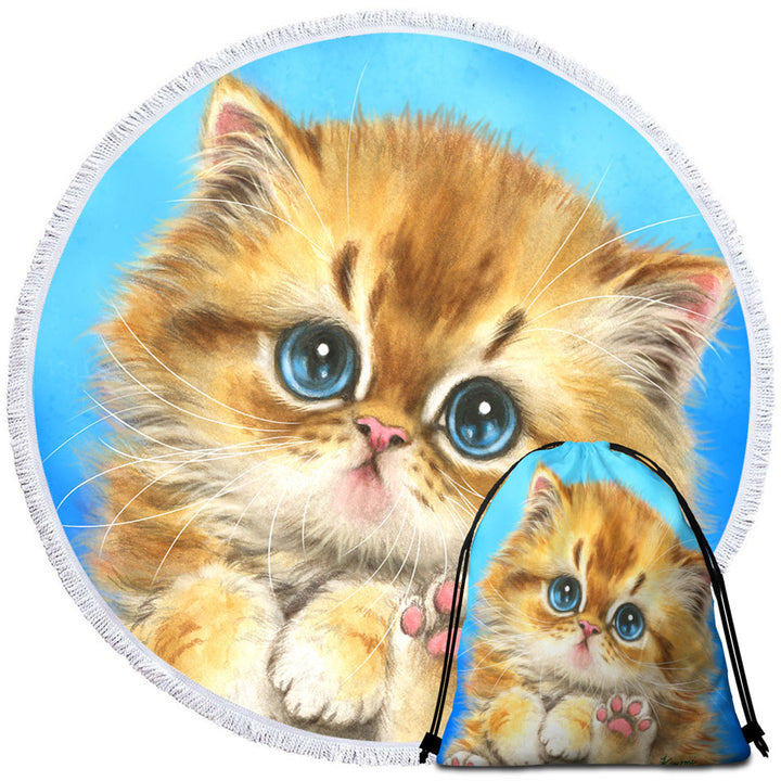 Kids Designs Beach Towels and Bags Set Little Blue Eyes Kitten