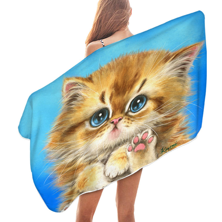 Kids Designs Swims Towel Little Blue Eyes Kitten