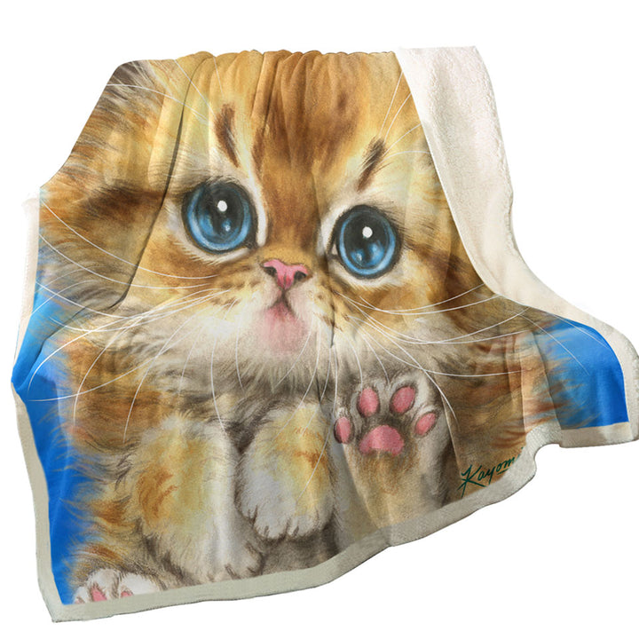 Kids Designs Throw Blanket Little Blue Eyes Kitten