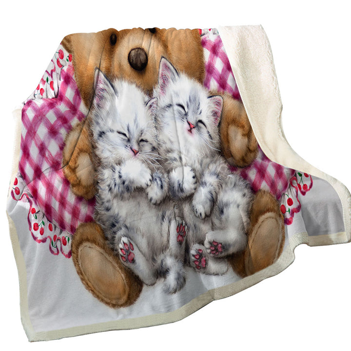 Kids Throws Design Cute Teddy Bear Dream Kittens