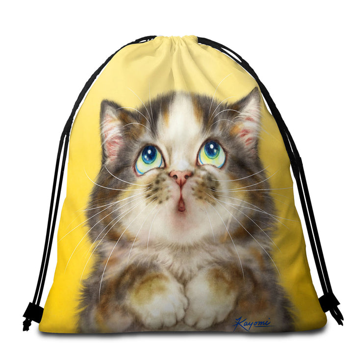 Kittens Cute Drawings Adorable Torbie Cat Beach Towels Bags