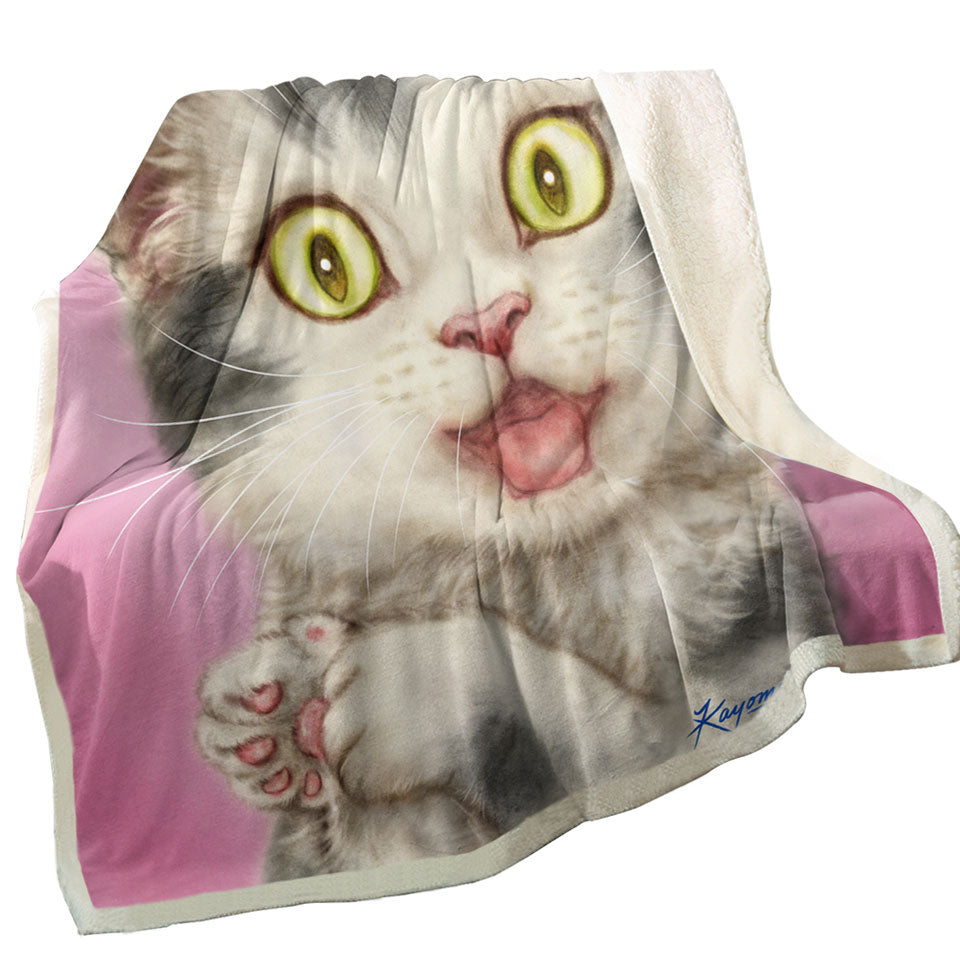 Kittens Cute Drawings Grey Scottish Fold Cat Sherpa Blanket