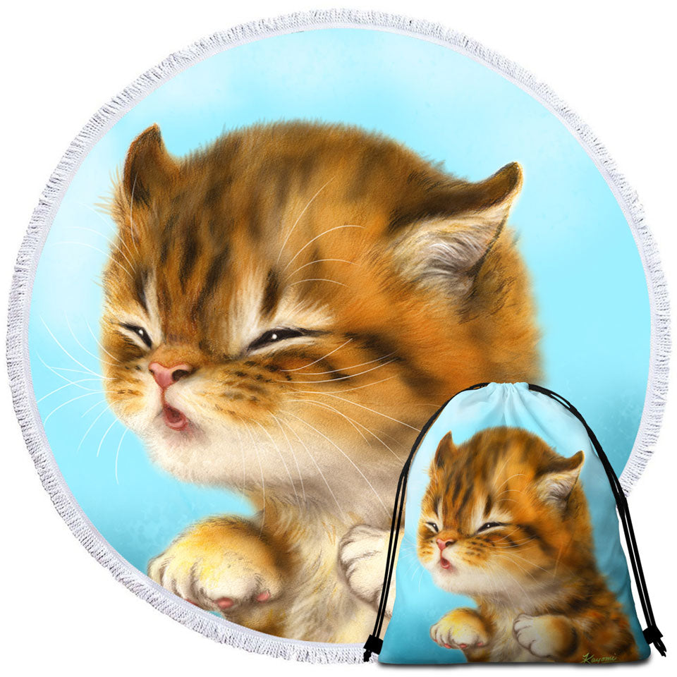 Kittens for Kids Cut Tiger Kitten Circle Beach Towel