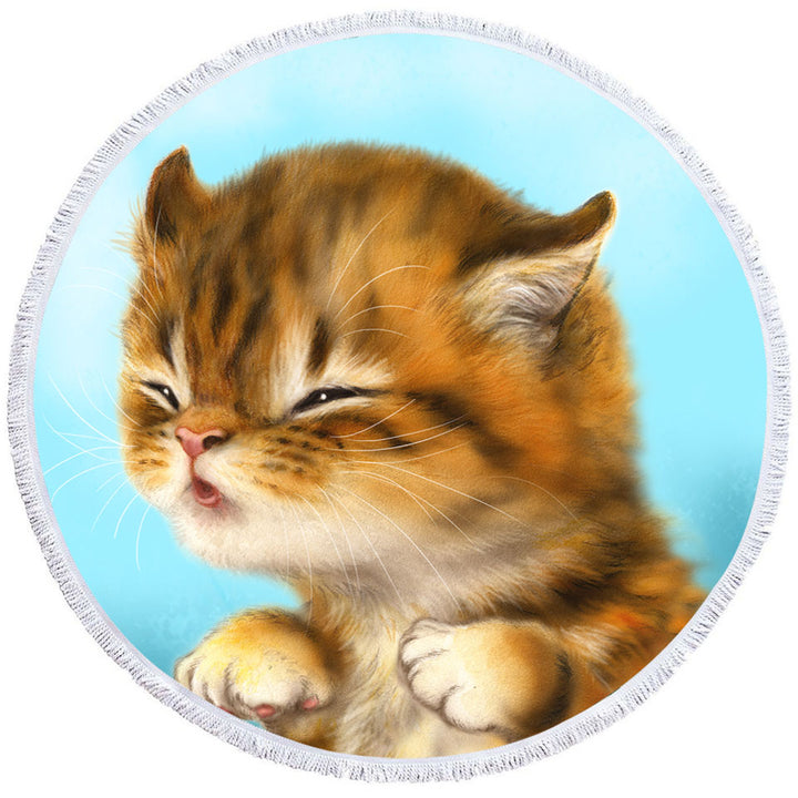 Kittens for Kids Cut Tiger Kitten Round Beach Towel