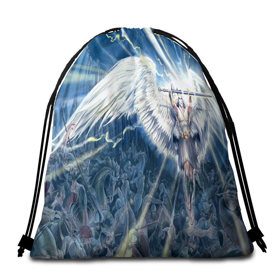 Knight Angel Packable Beach Towel Michael vs Assyrians