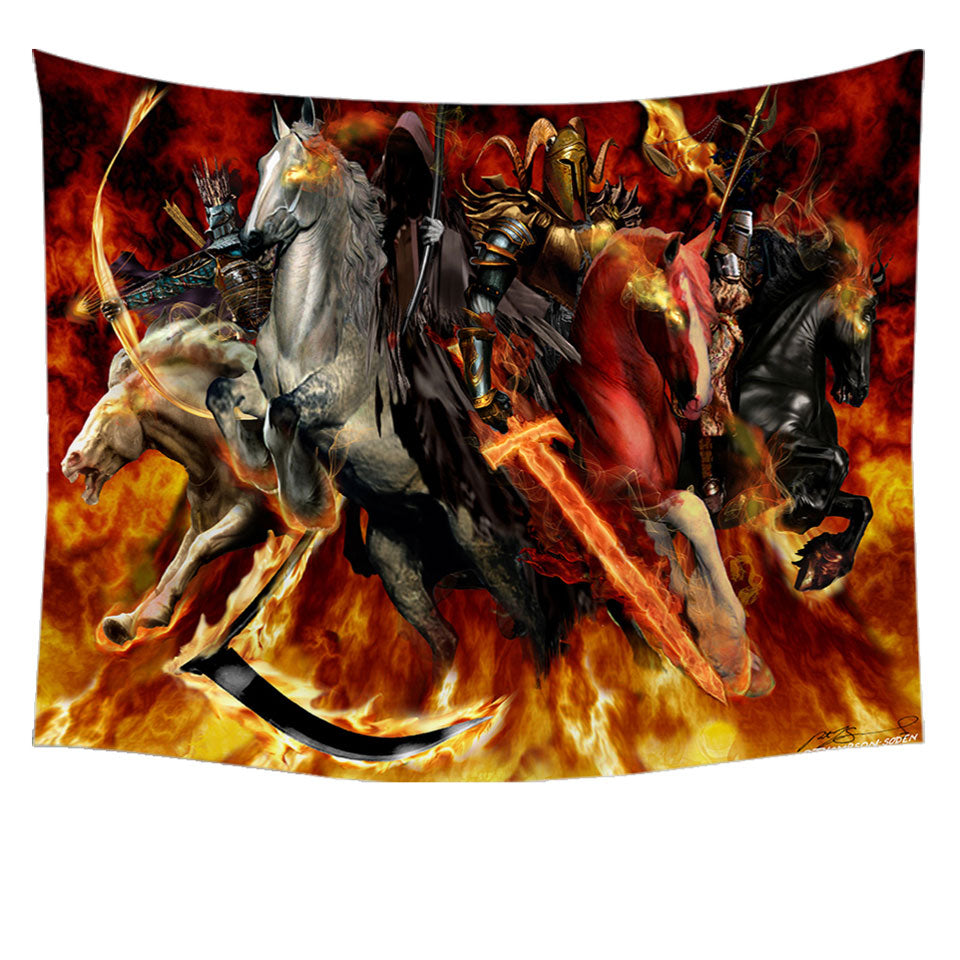 Knights Tapestry on Fire the Four Horsemen