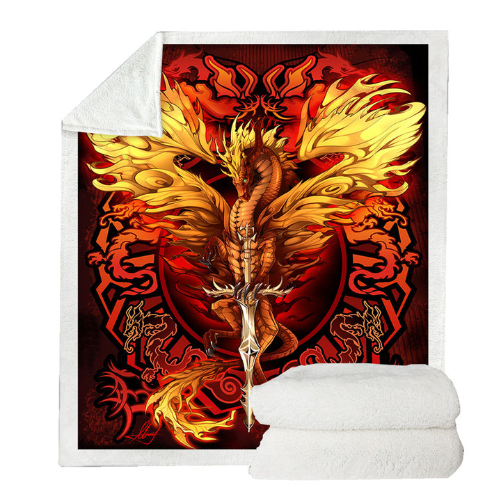 Lightweight Blankets Cool Fantasy Sword Weapon Dragon Flame Blade