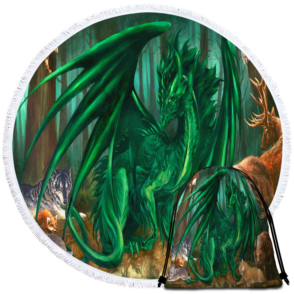 Lord of the Forest Animals the Green Dragon Beach Towels and Bags Set