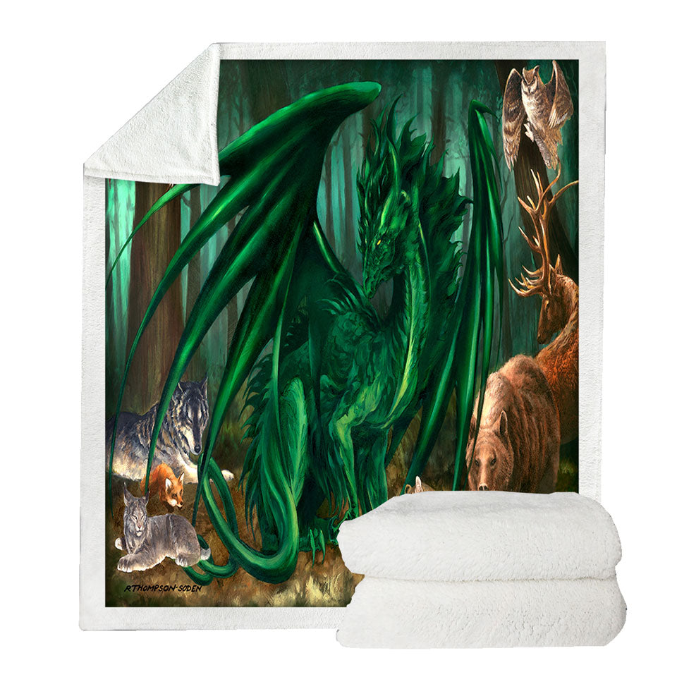 Lord of the Forest Animals the Green Dragon Couch Throws