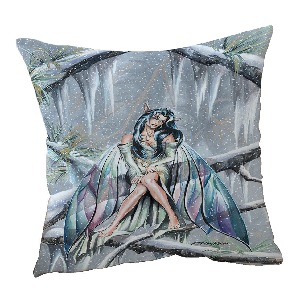 Midwinters Dream Snowy Forest Fairy Cushion Cover