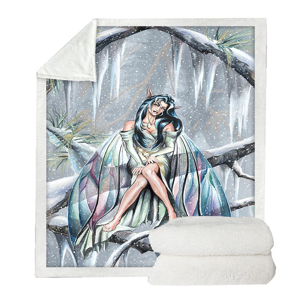 Midwinters Dream Snowy Forest Fairy Womens Sofa Blankets