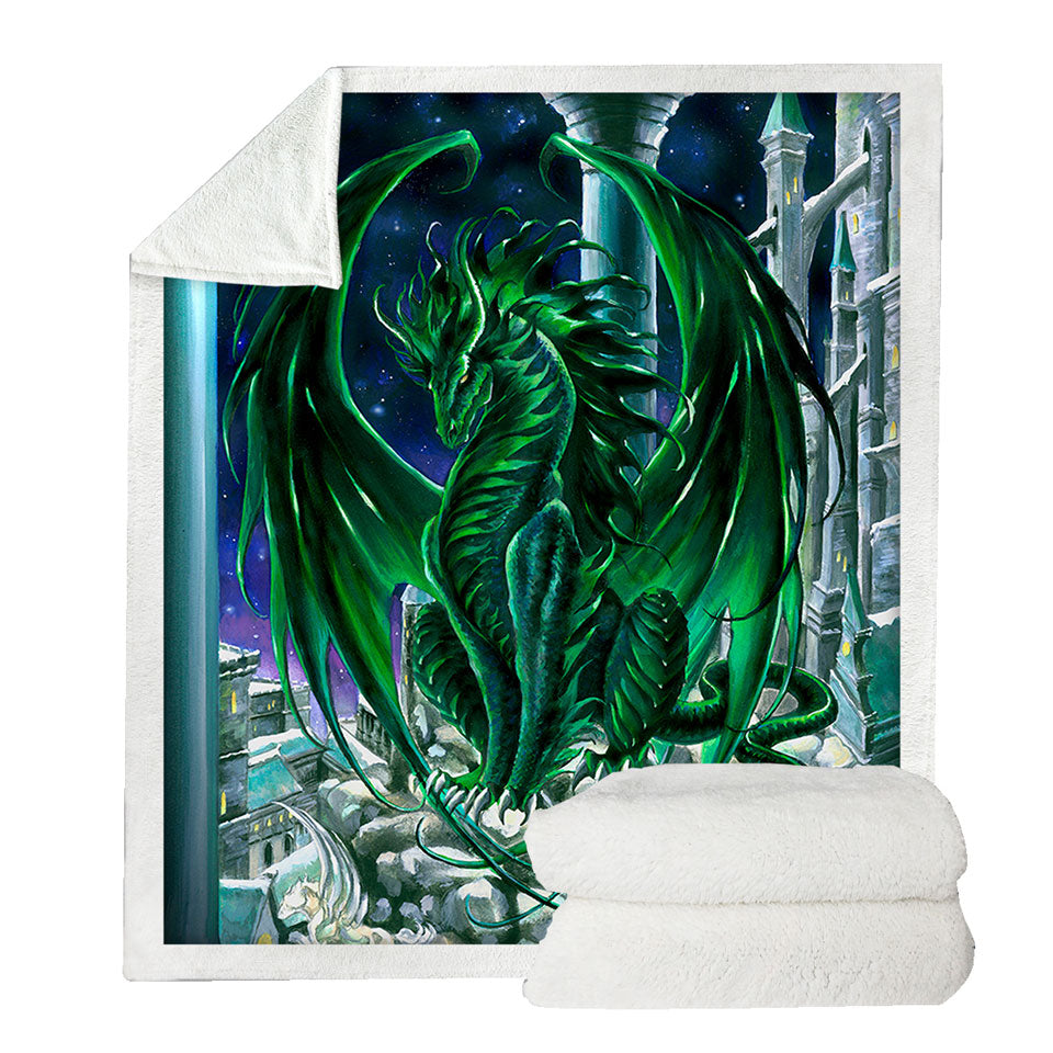 Monarch of the City Green Dragon Couch Throws