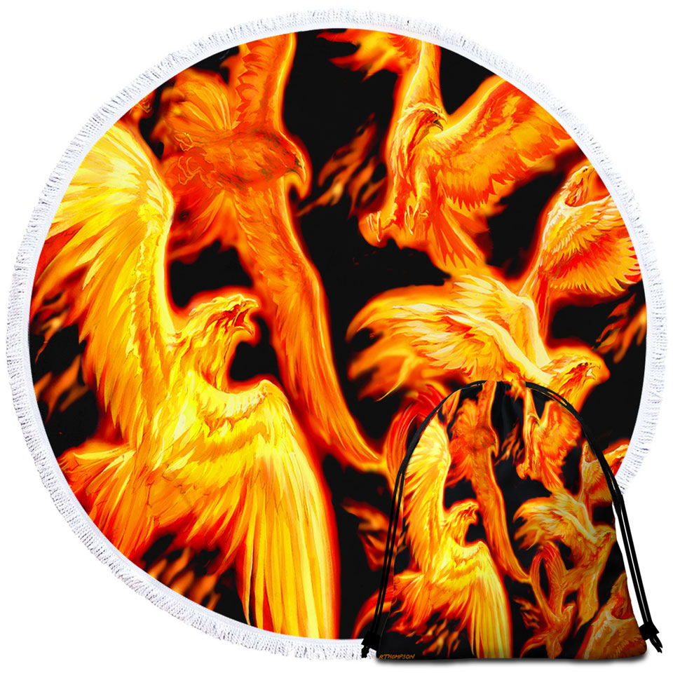 Mythology Birds Phoenix Beach Towels and Bags Set