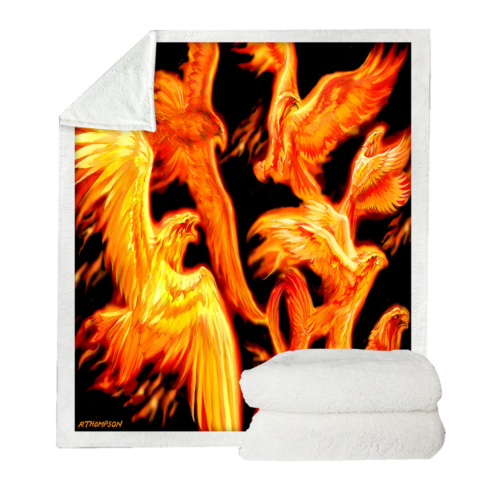 Mythology Birds Phoenix Fleece Blankets