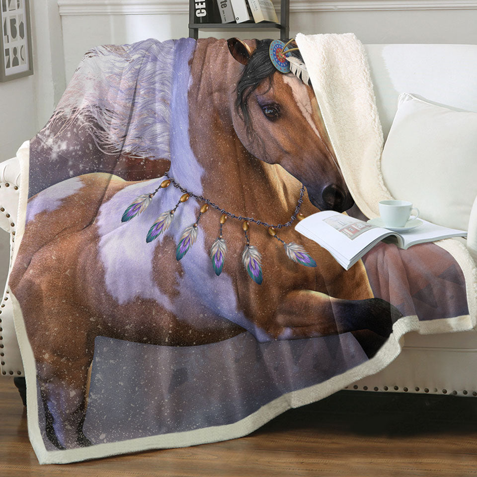 products/Native-American-Horse-Sherpa-Blanket-the-Golden-Feather