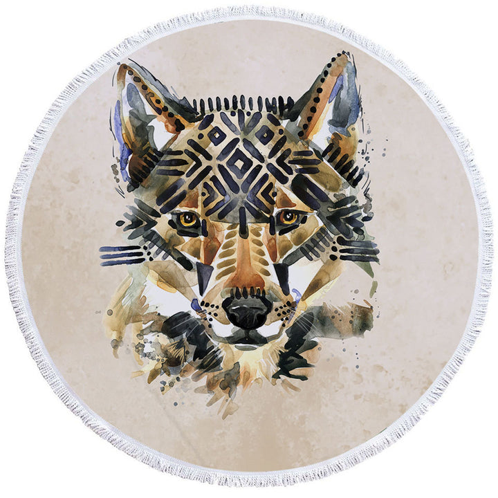 Native American Wolf Lightweight Beach Towel