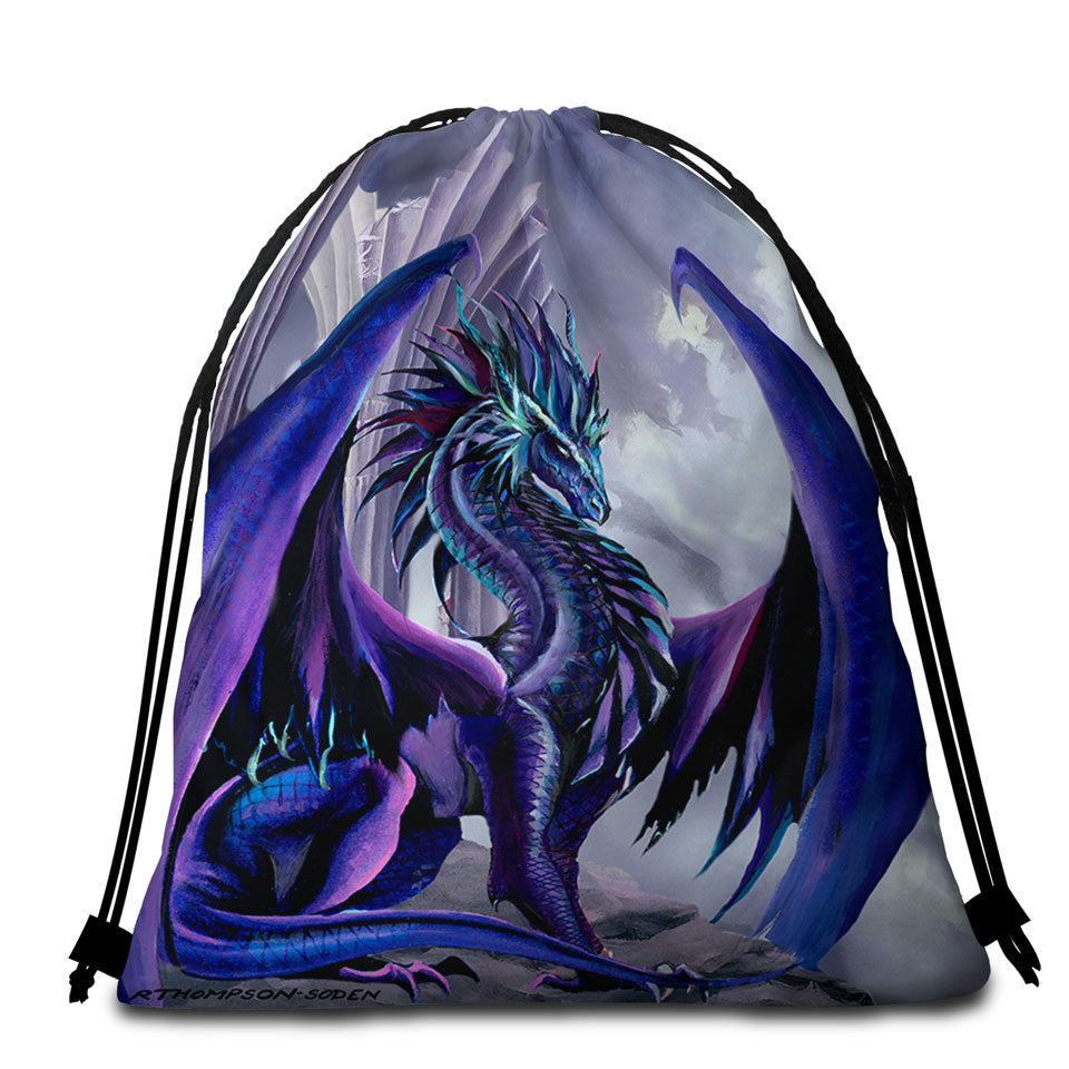 Night Shade Cool Purplish Dragon Beach Towel Bags