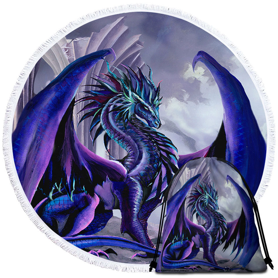 Night Shade Cool Purplish Dragon Beach Towels and Bags sets