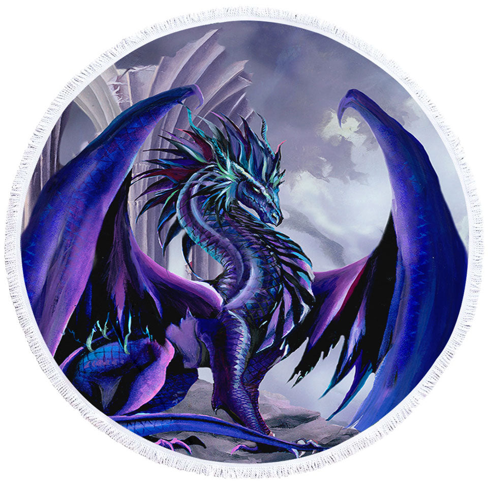 Night Shade Cool Purplish Dragon Beach Towels