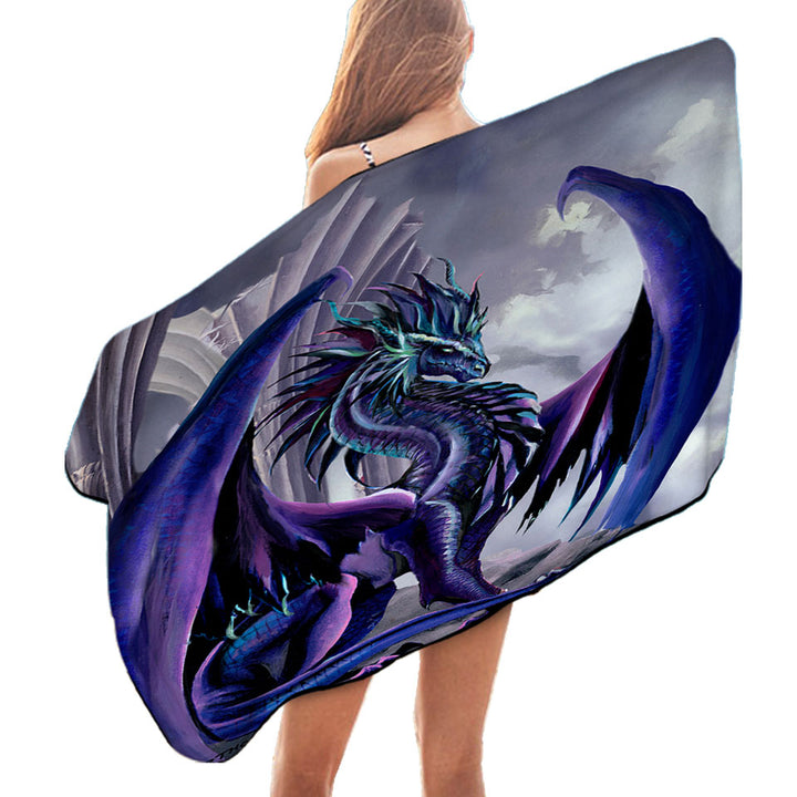 Night Shade Cool Purplish Dragon Swims Towels