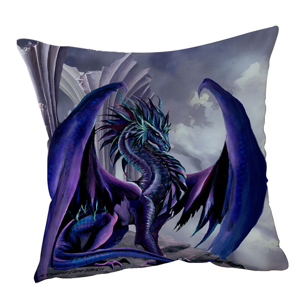 Night Shade Cool Purplish Dragon Throw Pillow