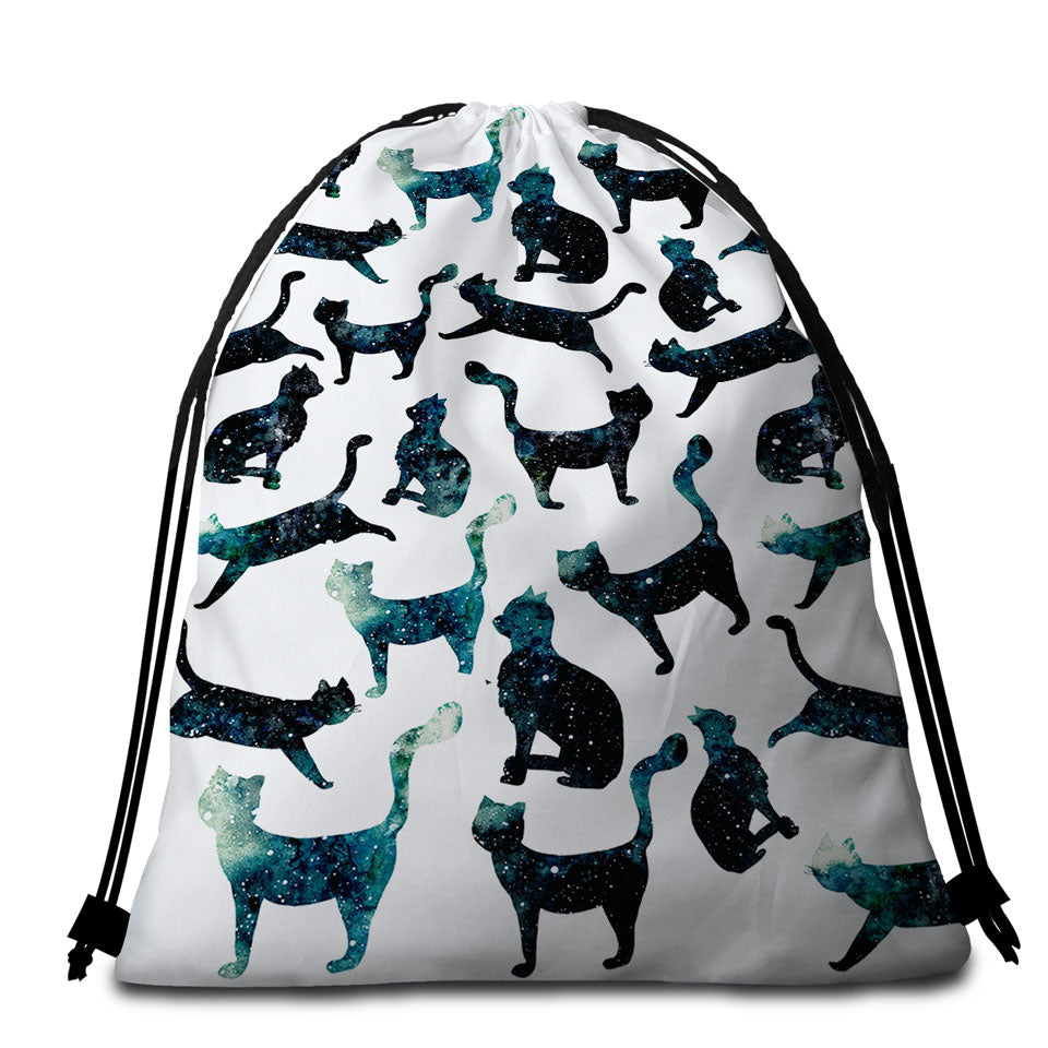 Night Skies Cats Beach Towel Bags