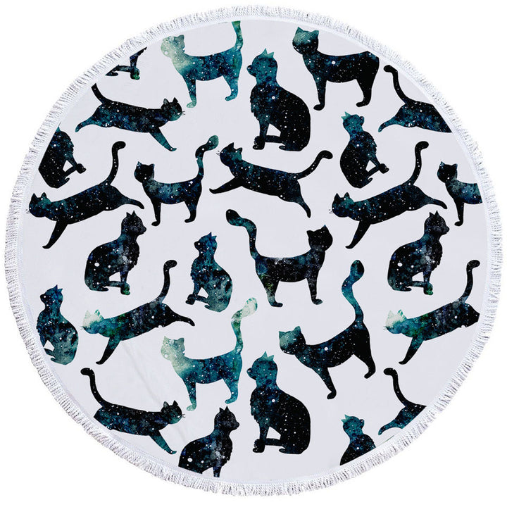 Night Skies Cats Circle Beach Towel