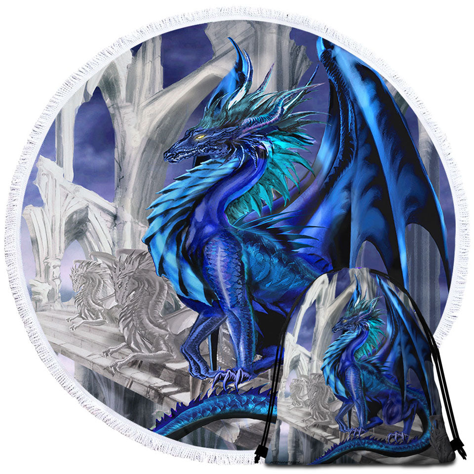 Nightfall Cool Purplish Dragon Beach Towels