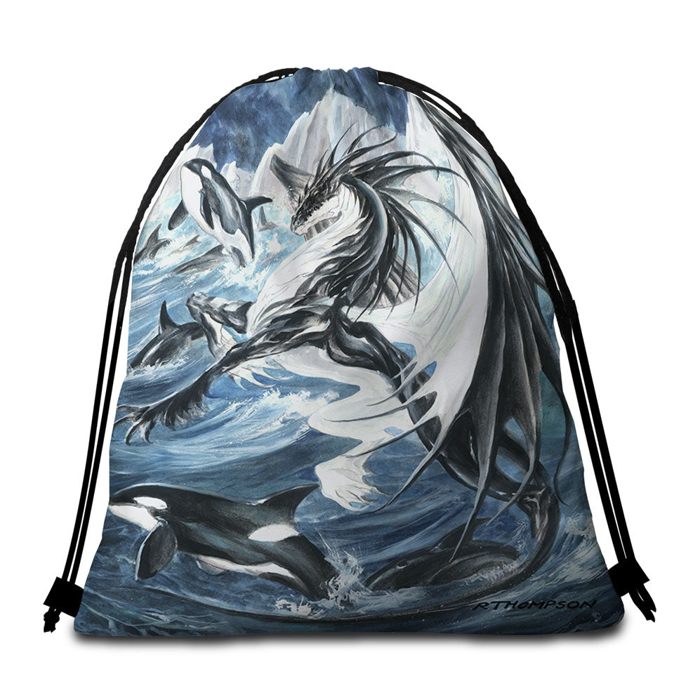 Oceanus the Orca Killer Whale Dragon Beach Towel Bags with Cool Design